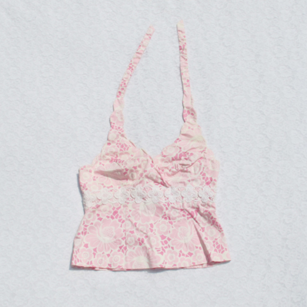 Lilly Pulitzer Pink Floral Halter Tank Top